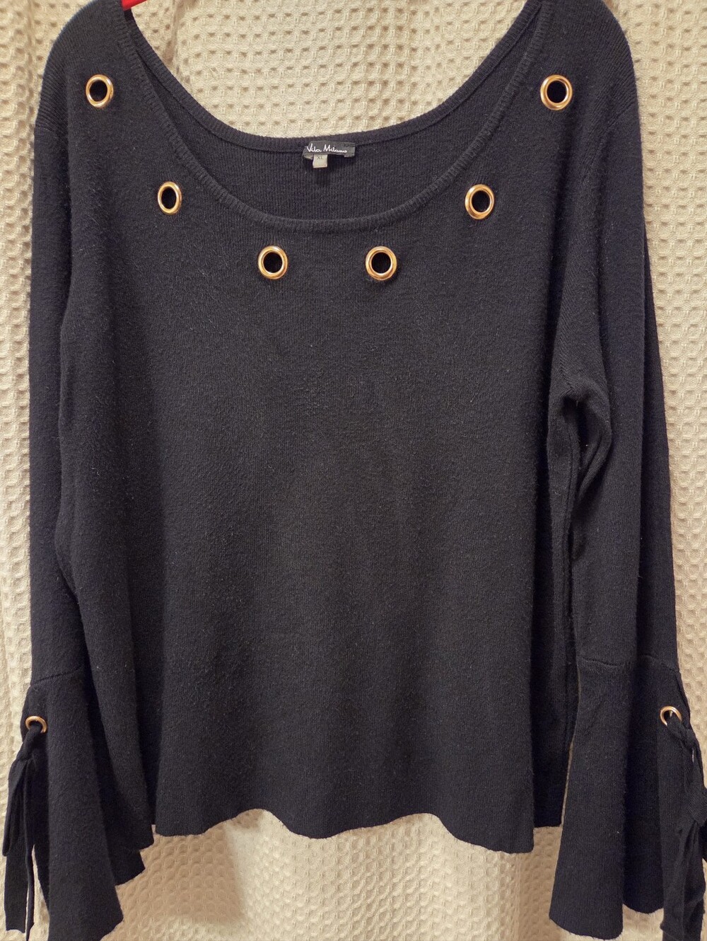 Women's black long-sleeve knit sweater/top by Vila Milano, XL